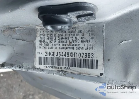 1999 Honda Civic Dx from USA, damaged, VIN 2HGEJ6449XH107963